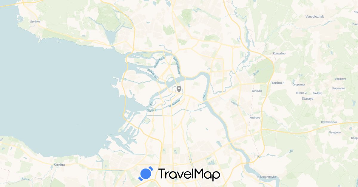 TravelMap itinerary: plane in Russia (Europe)